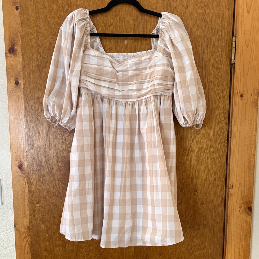 Abercrombie & Fitch Beige Checkered Mini Dress